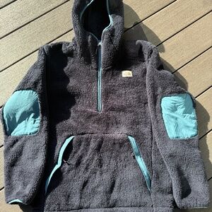 The North Face Men's Navy Blue Cabin Fleece Hoodie Pullover Jacket LARGE